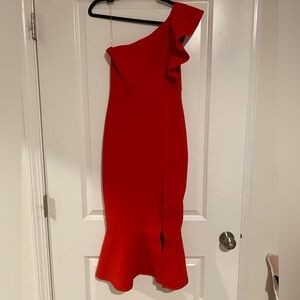 Elegant Red One-Shoulder Dress